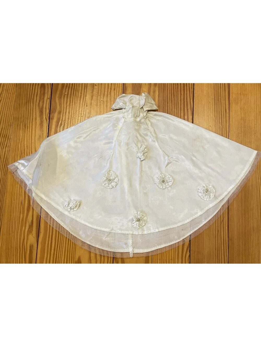 VTG 1960s Barbie Handmade Wedding Dress Faux Pearls, Veil, Slip,